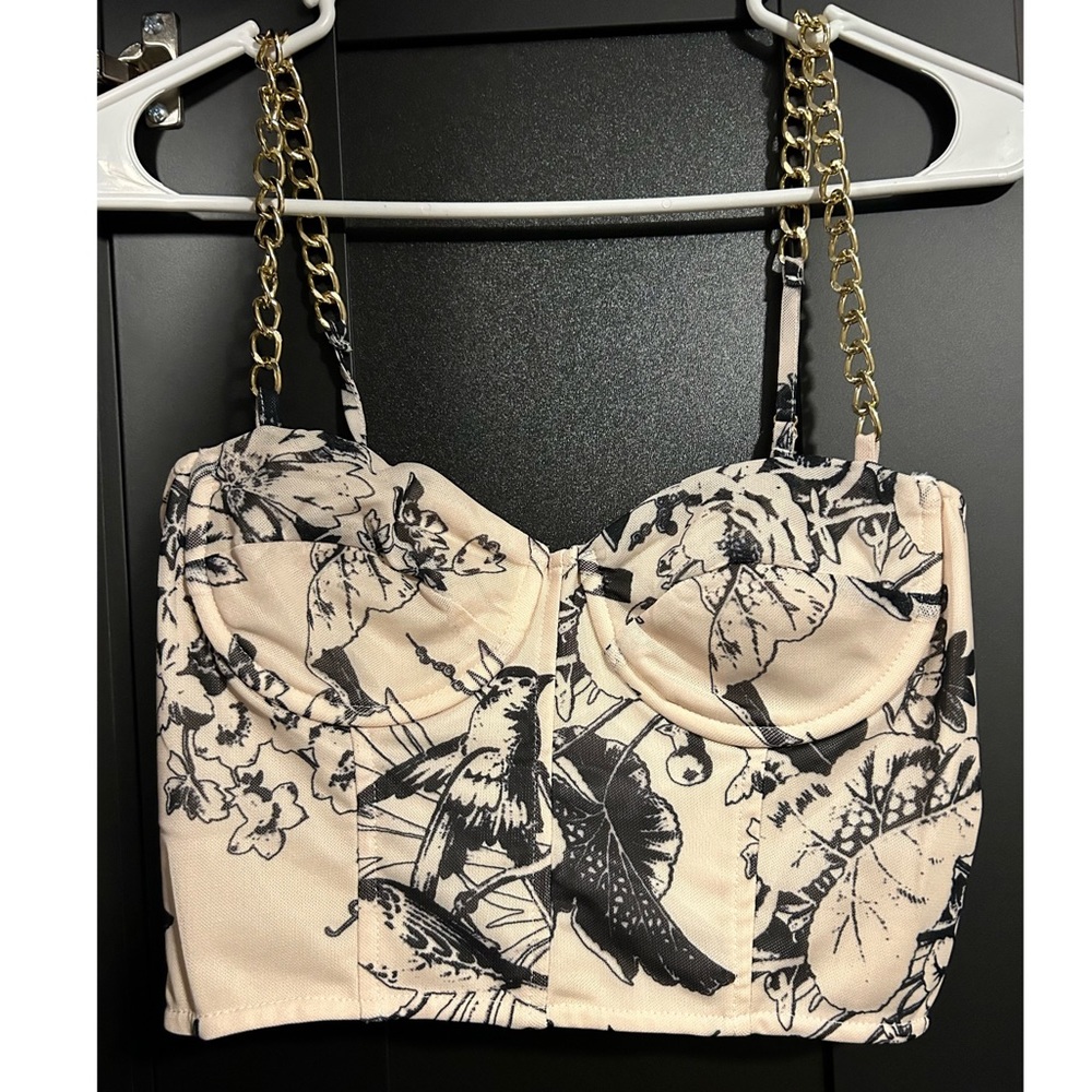 Fashion Nova Never Worn Bustier Crop Top in Cream Color
